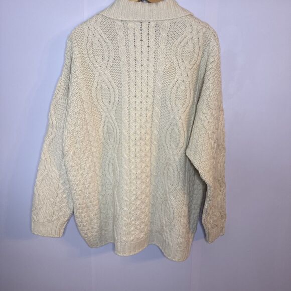 Aran Crafts Womens Cardigan Sweater 100% Merino Wool XL Full Zip Cable Fisherman - Picture 12 of 14